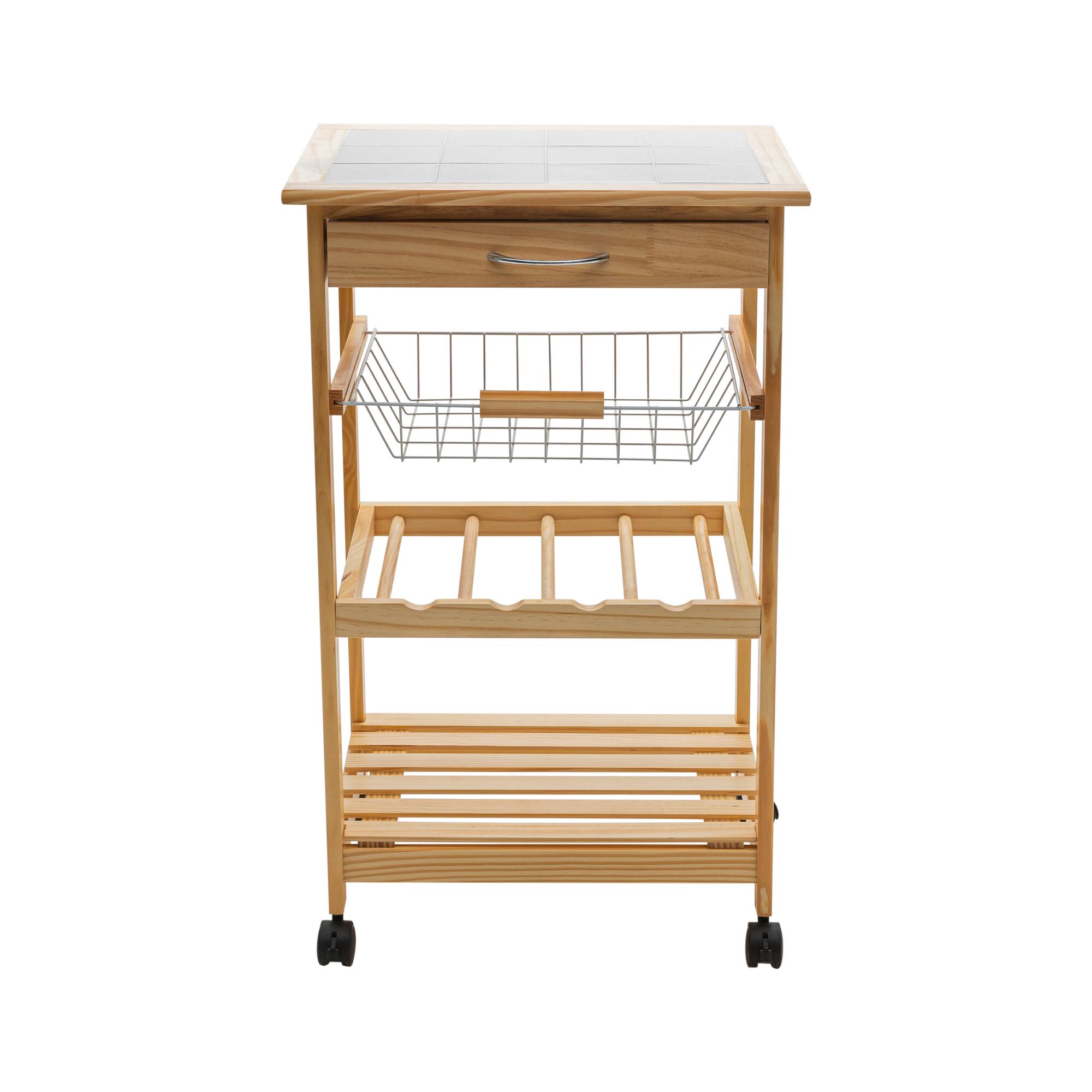 Organize It All Rolling Kitchen Cart with Ceramic Countertop